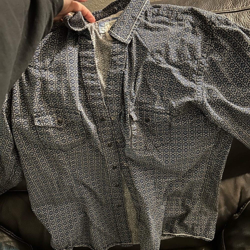 Women’s Medium navy blue Panhandle button down rodeo shirt